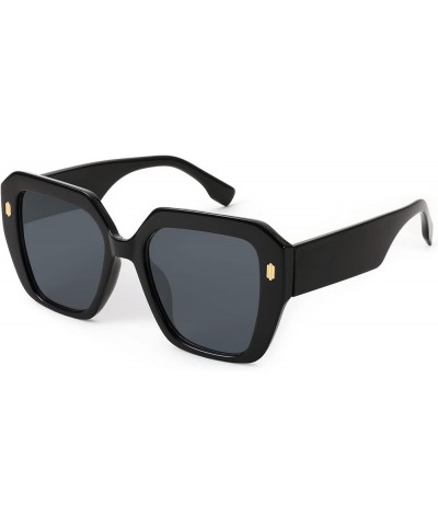 Trendy Square Sunglasses for Women Vintage Womens Oversized Sun Glasses UV400 Protection YJ3088 Black $17.25 Oversized