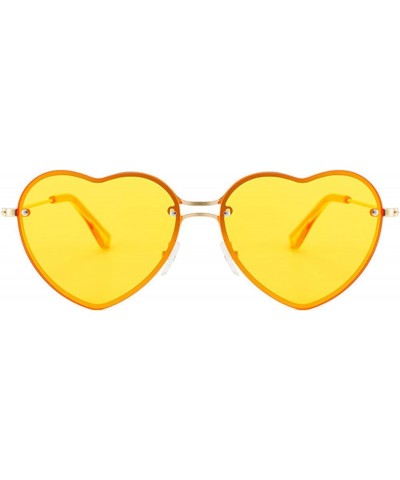 women Rimless Heart Shaped Sunglasses Transparent Frameless Candy Color Tinted Love Eyewear Yellow $9.29 Oval