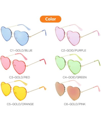 women Rimless Heart Shaped Sunglasses Transparent Frameless Candy Color Tinted Love Eyewear Yellow $9.29 Oval