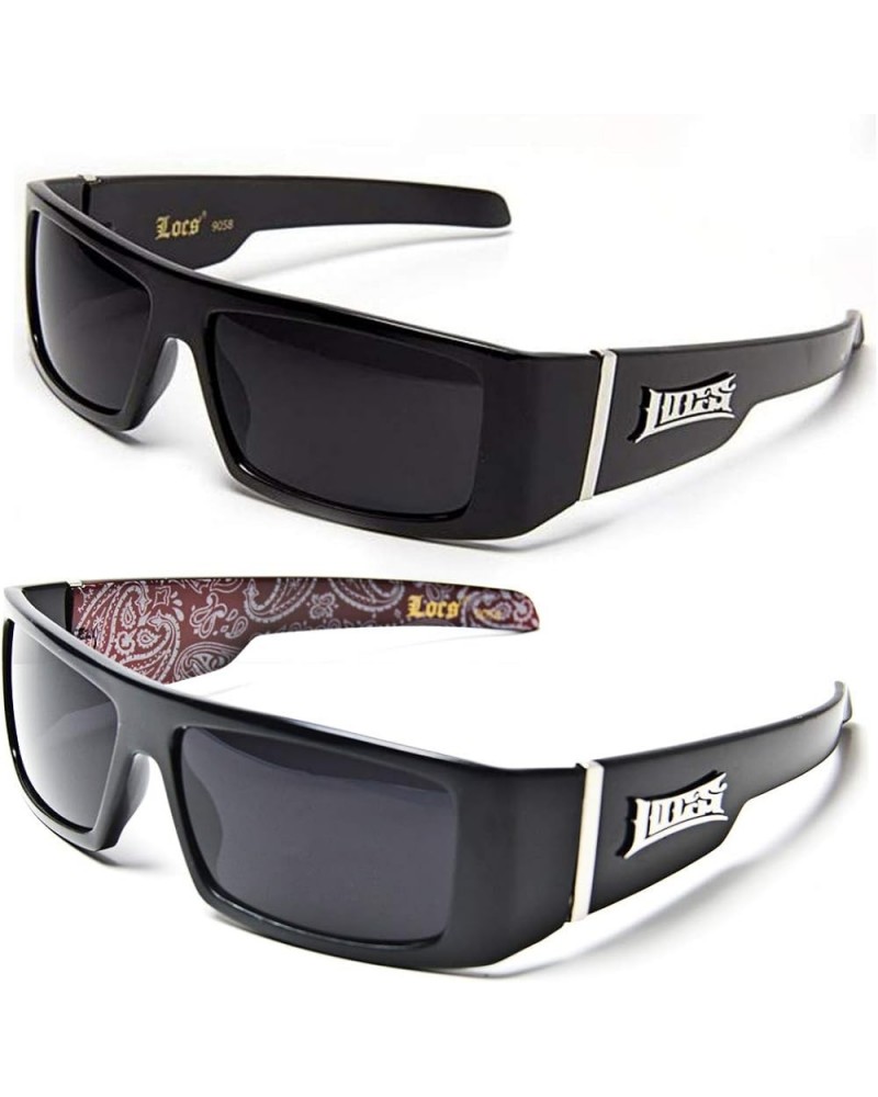 Gangsta Sunglasses Various Combos 58 Style 2 Pack Black Plain and Red Bandana $10.77 Designer