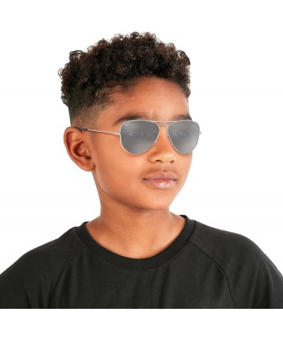 Junior Kids' Rj9506s Metal Aviator Sunglasses Silver/Grey Mirrored Silver $31.12 Aviator