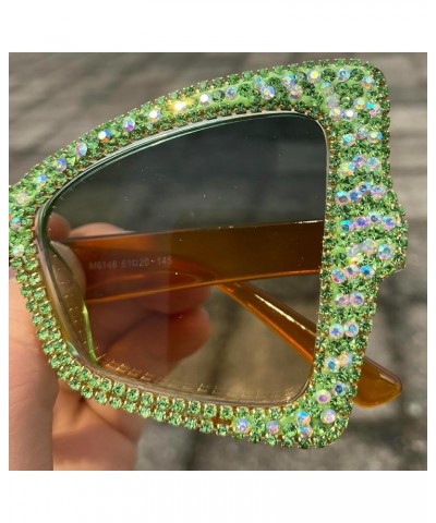 Vintage Cat Eye Sunglasses with Rhinestones 2024 Stylish Women Shades Trendy Handmade Designer Eyewear Green $11.65 Cat Eye