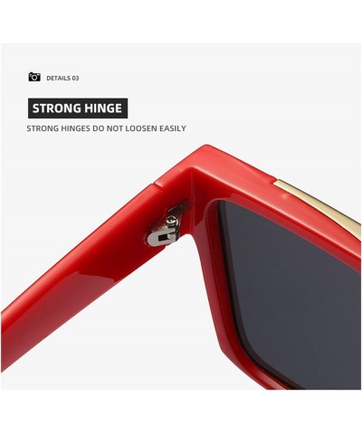 Square Big Frame Men's and Women's Street Sunglasses, Outdoor Holiday Sunshade Glasses (Color : F, Size : Medium) Medium F $1...