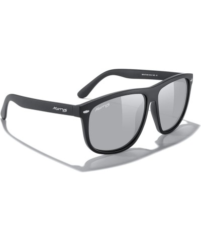 Men's Oversized Square Polarized Sunglasses for Driving Fishing Golfing UV400 Protection S8147 Matte Black Frame/Silver Mirro...