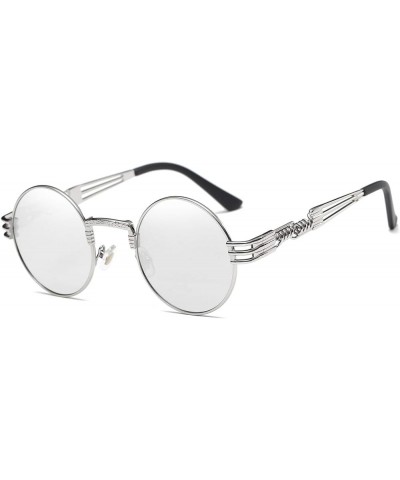 2 Pack Sunglasses Metal Retro Round Steampunk Glasses Mirror Black lens and Red lens Silver Mirror Lens/Silver Frame $18.28 D...