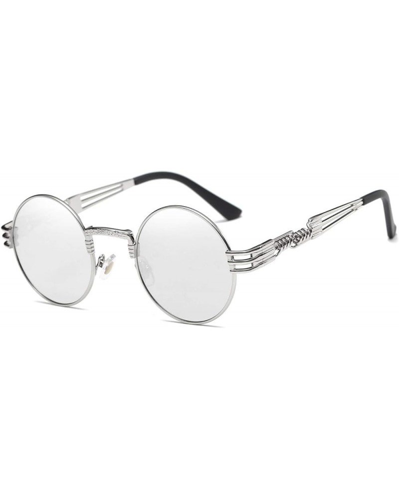 2 Pack Sunglasses Metal Retro Round Steampunk Glasses Mirror Black lens and Red lens Silver Mirror Lens/Silver Frame $18.28 D...