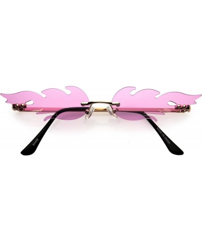 Bold Fire Flaming Shape Color Tinted Lens Rimless Flames Sunglasses 68mm Gold / Purple $11.12 Rimless