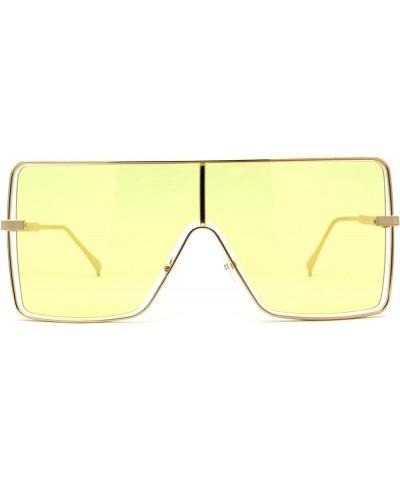 Pop Oceanic Color Lens Oversize Shield Metal Rim Sunglasses Gold Yellow $10.41 Shield