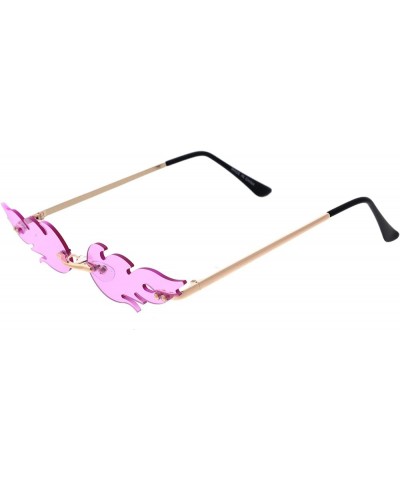 Bold Fire Flaming Shape Color Tinted Lens Rimless Flames Sunglasses 68mm Gold / Purple $11.12 Rimless