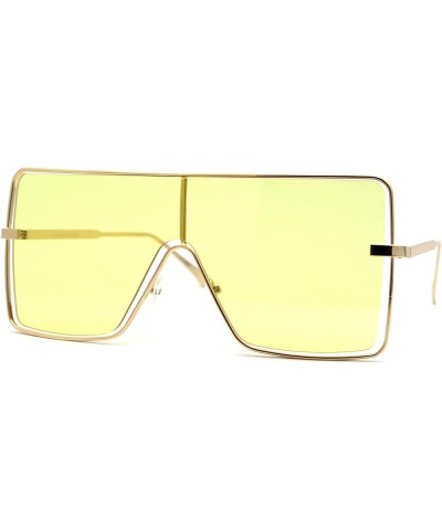 Pop Oceanic Color Lens Oversize Shield Metal Rim Sunglasses Gold Yellow $10.41 Shield