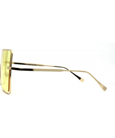 Pop Oceanic Color Lens Oversize Shield Metal Rim Sunglasses Gold Yellow $10.41 Shield