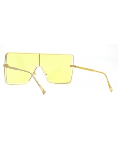 Pop Oceanic Color Lens Oversize Shield Metal Rim Sunglasses Gold Yellow $10.41 Shield