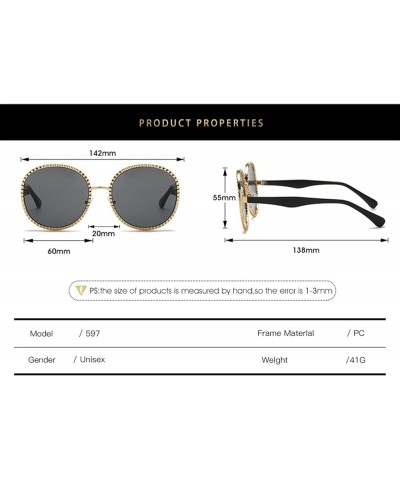 Metal Round Frame Fashion Men and Women Sunglasses Outdoor Vacation Photo Sunglasses (Color : B, Size : 1) 1 C $20.26 Designer