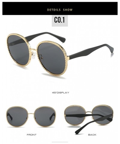 Metal Round Frame Fashion Men and Women Sunglasses Outdoor Vacation Photo Sunglasses (Color : B, Size : 1) 1 C $20.26 Designer