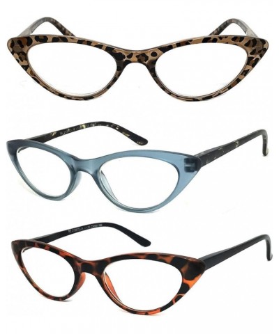 3 Pairs K03 Retro Woman Cat Eye Full Lens Reading Glasses Spring Temple (Leopard/Pink/Green, 2.50) Leopart/Gray/Brown +2.75 $...