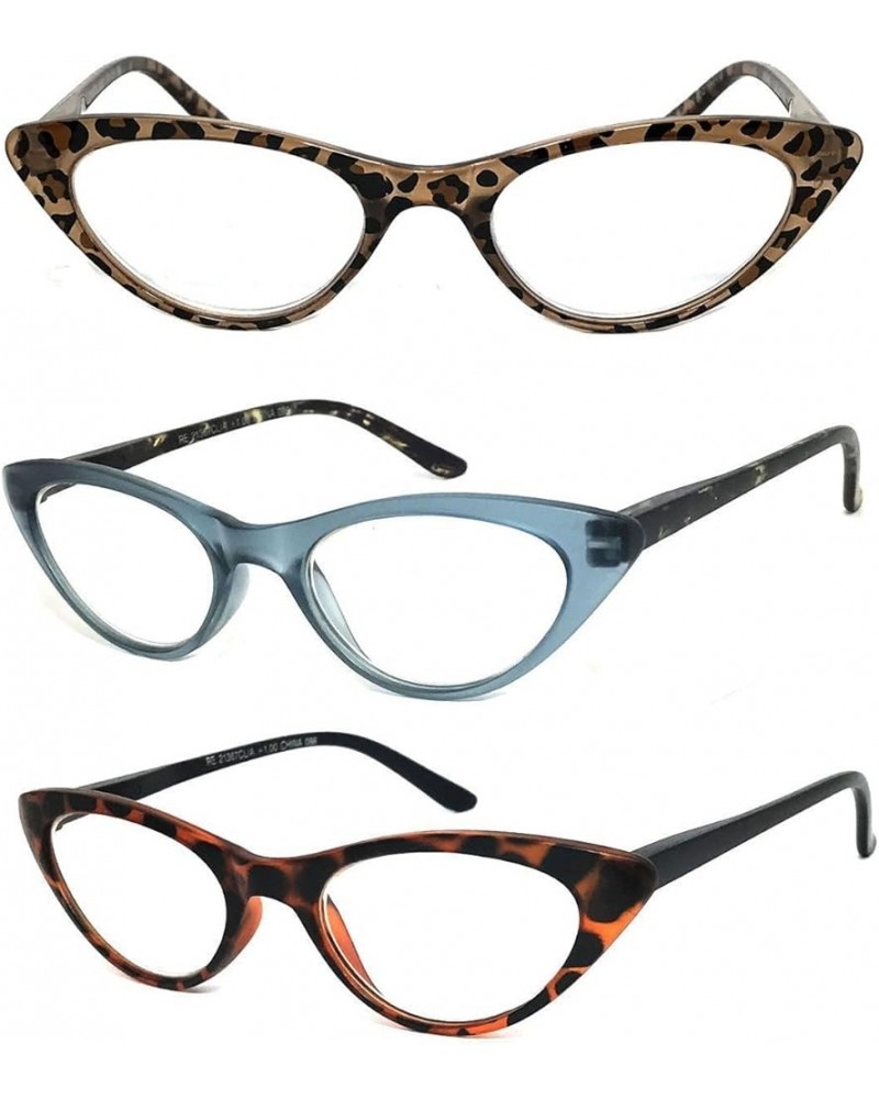 3 Pairs K03 Retro Woman Cat Eye Full Lens Reading Glasses Spring Temple (Leopard/Pink/Green, 2.50) Leopart/Gray/Brown +2.75 $...