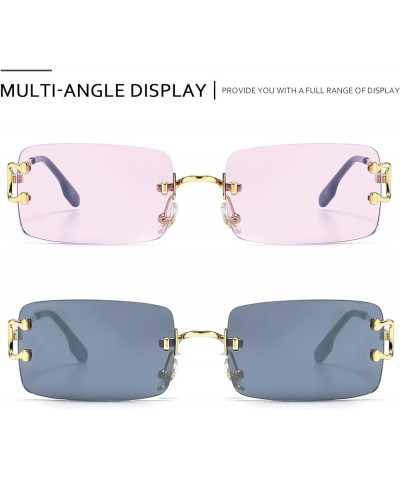 Rimless Rectangular Sunglasses Retro Square Ultra-Small Frameless Eyewear Men Women 8(1+3) $10.00 Rectangular