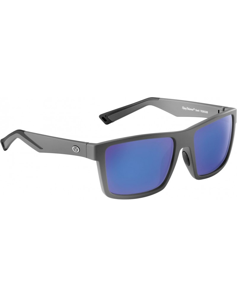 Swirl Rectangular Polarized Sunglasses, Matte Gray Frame/Smoke-Blue Mirror Lens, Medium $14.33 Rectangular