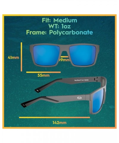 Swirl Rectangular Polarized Sunglasses, Matte Gray Frame/Smoke-Blue Mirror Lens, Medium $14.33 Rectangular