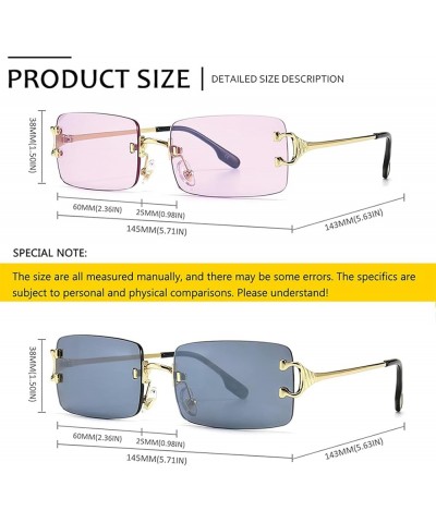 Rimless Rectangular Sunglasses Retro Square Ultra-Small Frameless Eyewear Men Women 8(1+3) $10.00 Rectangular