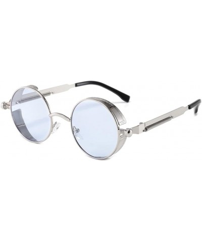 Classic Gothic Steampunk Sunglasses Men Women Vintage Round Glasses Driving C18 Silver Blue As Picture $13.33 Sport