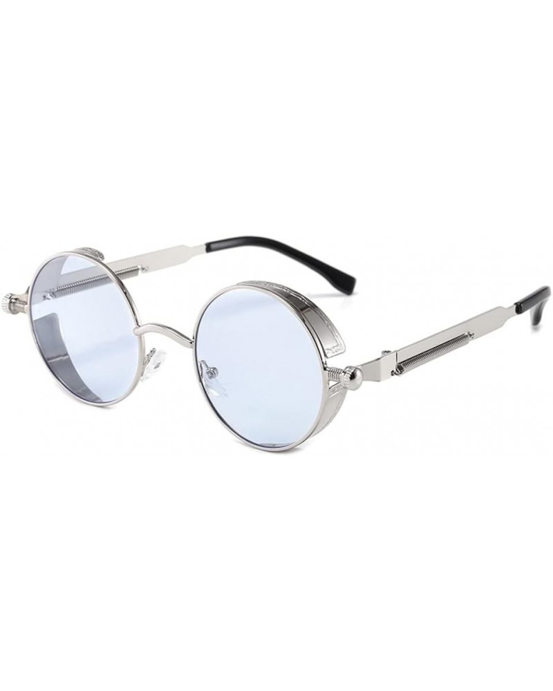 Classic Gothic Steampunk Sunglasses Men Women Vintage Round Glasses Driving C18 Silver Blue As Picture $13.33 Sport