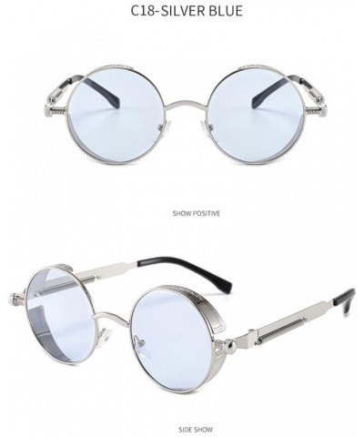 Classic Gothic Steampunk Sunglasses Men Women Vintage Round Glasses Driving C18 Silver Blue As Picture $13.33 Sport