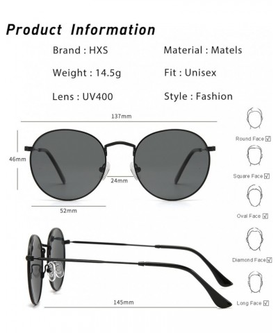 Classic Round Sunglasses for Women Men - Vintage Retro Matel Shades UV400 Gold Frame Grey Lens+black Frame Grey Lens+gold Fra...