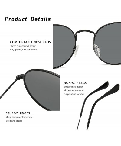 Classic Round Sunglasses for Women Men - Vintage Retro Matel Shades UV400 Gold Frame Grey Lens+black Frame Grey Lens+gold Fra...