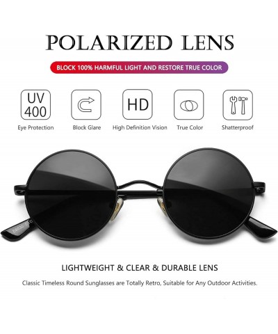 Round Lennon Glasses Round Polarized Sunglasses for Women Men Small Circle Sunnies Black/Grey $10.25 Oversized