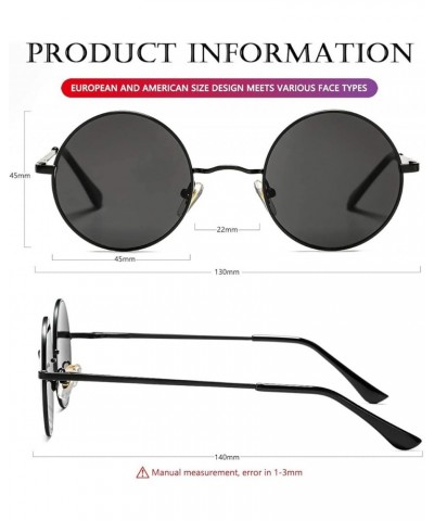 Round Lennon Glasses Round Polarized Sunglasses for Women Men Small Circle Sunnies Black/Grey $10.25 Oversized