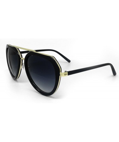 RAKOSTA c6076 Premium Retro Mirrored Funky Fashion Flat Top Aviator Sunglasses Black Premium $12.18 Aviator