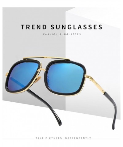 Large Frame Metal Men Fashion Sunglasses Driver Driving Sunglasses Square Sunglasses D $17.24 Square