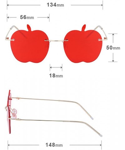 Rimless Sunglasses Women's Steampunk Apple Shaped Sun Glasses Tassel Pendant Decoration Red3 $9.12 Rimless