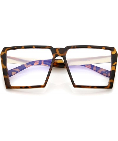 Oversize Modern Chunky Square Flat Clear Lens Eyeglasses 60mm Tortoise Gold / Clear $9.68 Square