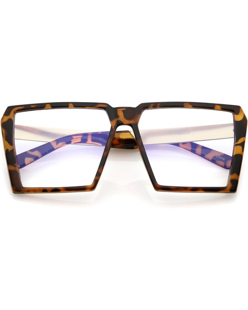 Oversize Modern Chunky Square Flat Clear Lens Eyeglasses 60mm Tortoise Gold / Clear $9.68 Square