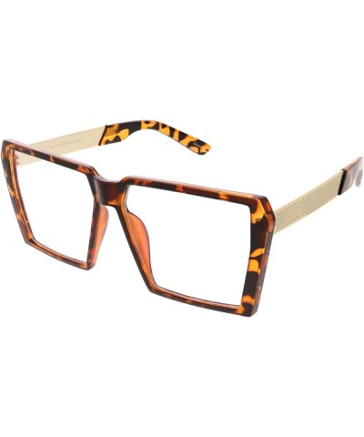 Oversize Modern Chunky Square Flat Clear Lens Eyeglasses 60mm Tortoise Gold / Clear $9.68 Square