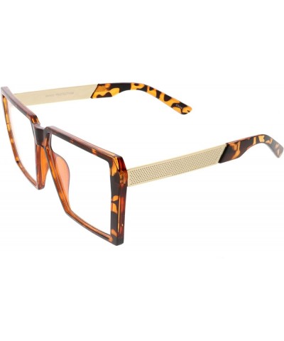 Oversize Modern Chunky Square Flat Clear Lens Eyeglasses 60mm Tortoise Gold / Clear $9.68 Square