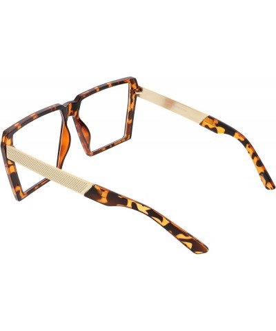 Oversize Modern Chunky Square Flat Clear Lens Eyeglasses 60mm Tortoise Gold / Clear $9.68 Square