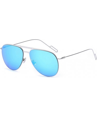 Women's Designer Sunglasses Metal Fashion Cateye Aviators Retro Mirror and Smoke Lens 86008 Blue Mirror $9.51 Pilot