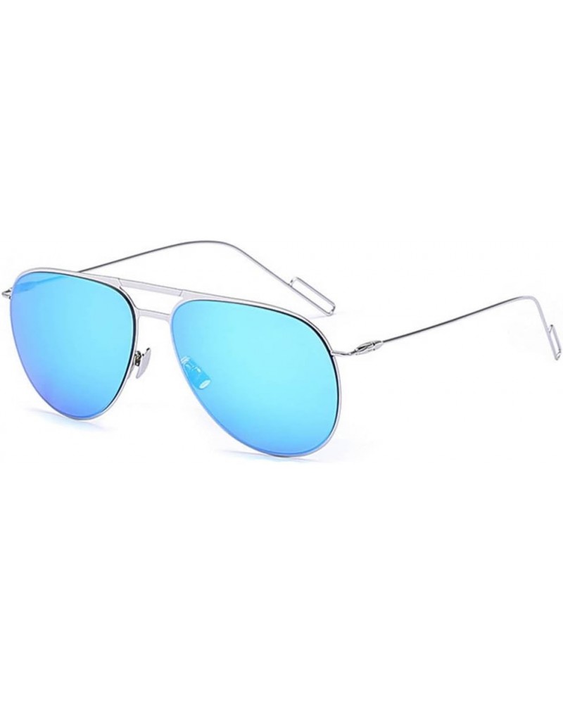 Women's Designer Sunglasses Metal Fashion Cateye Aviators Retro Mirror and Smoke Lens 86008 Blue Mirror $9.51 Pilot