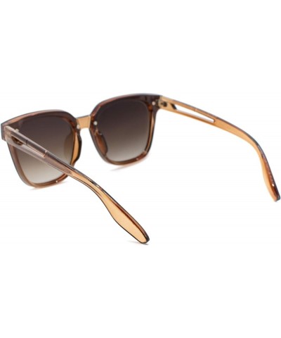 Womens Exposed Lens 90s Panel Lens Boyfriend Horn Rim Sunglasses All Brown $8.52 Rectangular