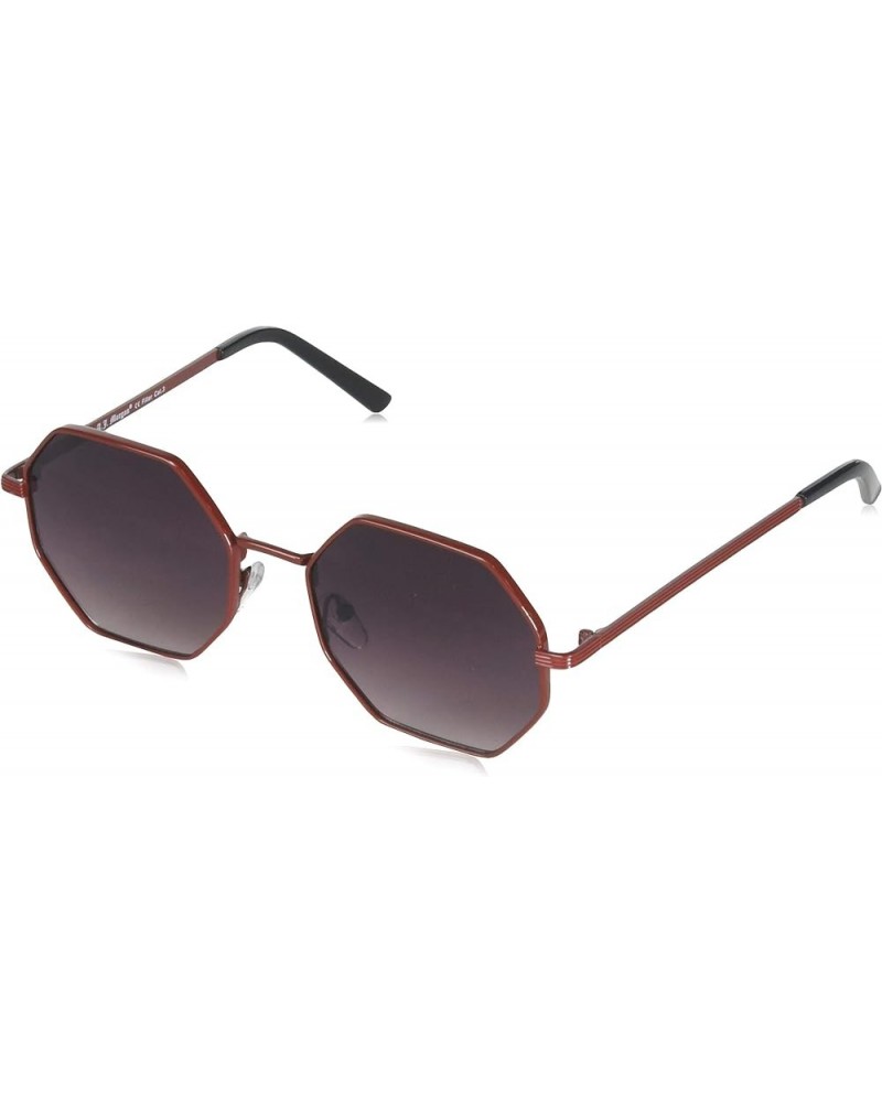 Cornered Round Sunglasses Dark Red $9.76 Round