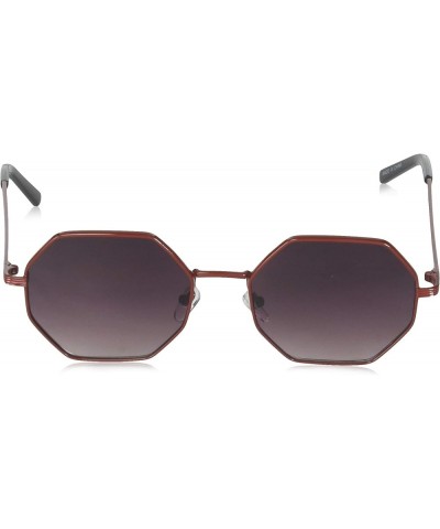 Cornered Round Sunglasses Dark Red $9.76 Round