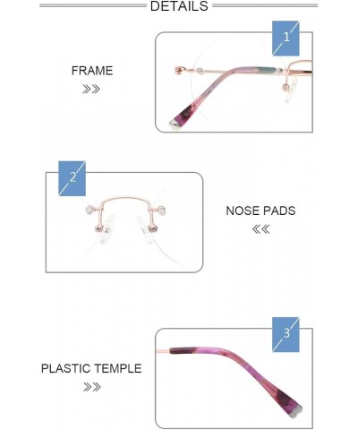 46mm Round Rimless Pure Titanium Reading Glasses for Women Polycarbonate Single Vision UV400 Coating Eyeglasses Reader-Rose G...