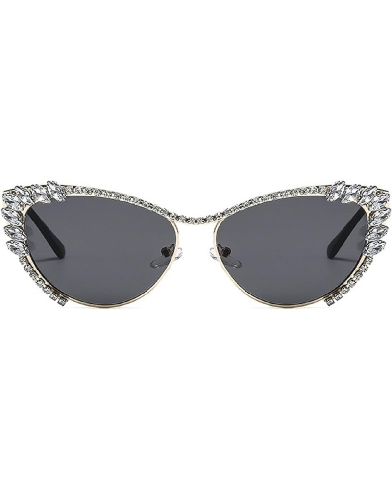 Popular Fashion Cat Eye Crystal Bling Rhinestone Sunglasses Womens Diamond Eyewear Trendy Sparkling rave Party glasses Black ...