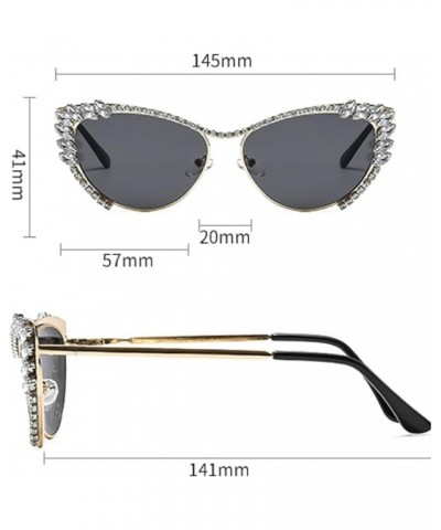 Popular Fashion Cat Eye Crystal Bling Rhinestone Sunglasses Womens Diamond Eyewear Trendy Sparkling rave Party glasses Black ...