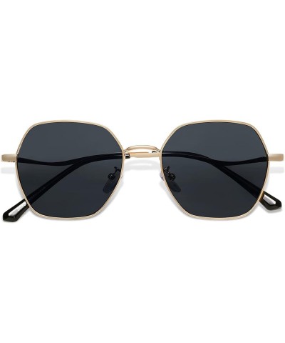 Hexagon Square Sunglasses For Women Trendy Small Faces Octagon Gold Rim Wire Frame Geometric Polygon SJ1101 Gold Grey $9.87 A...