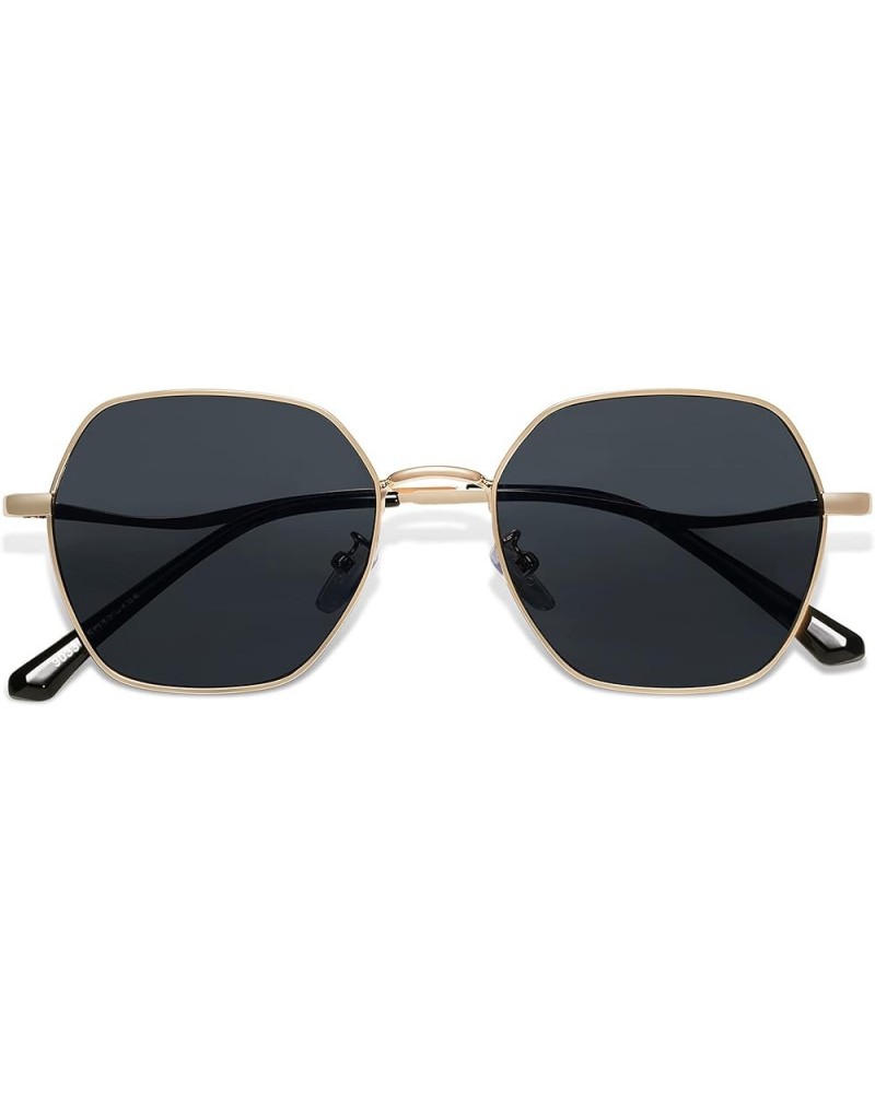 Hexagon Square Sunglasses For Women Trendy Small Faces Octagon Gold Rim Wire Frame Geometric Polygon SJ1101 Gold Grey $9.87 A...