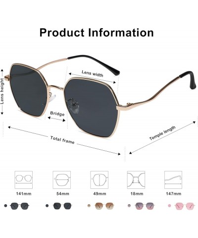 Hexagon Square Sunglasses For Women Trendy Small Faces Octagon Gold Rim Wire Frame Geometric Polygon SJ1101 Gold Grey $9.87 A...